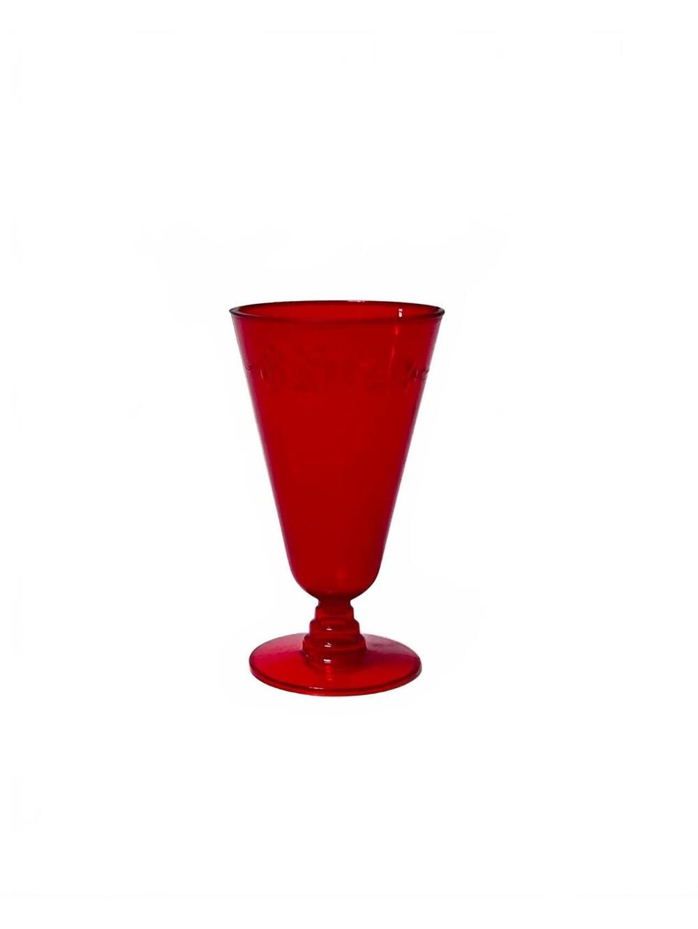 Vintage Ruby Red Plastic Toy Goblet Footed Chalice Pretend Play Kitchen Glass